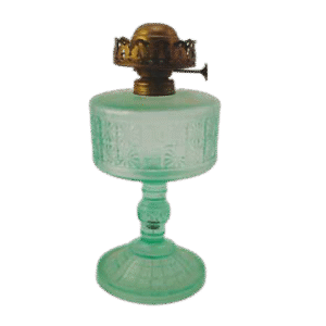 Kerosene or Oil Lamp Light Green Pattern Glass Value