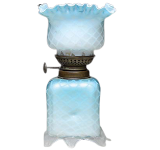 Rare mini lamp blue satin diamond quilt value