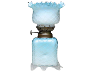 Rare mini lamp blue satin diamond quilt value  Value of Antique Lampshades