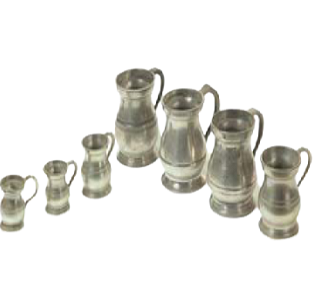 Seven 19th century English Pewter Measures