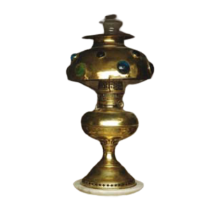 Victorian Table Lamp With Brass and Jewels value