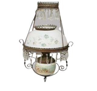 Victorian hanging oil lamp lighting fixture value