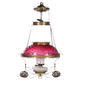 Victorian Cranberry Hobnail Glass Oil Lamp